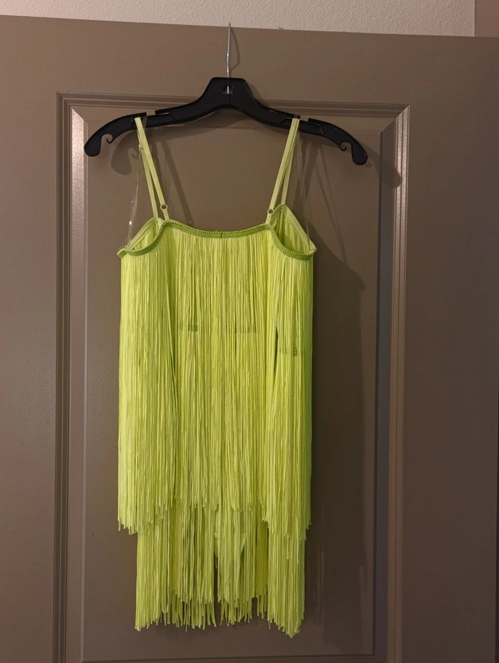 Vibrant Lime Green Carnival Fringe Dress